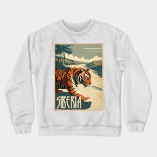 Siberia Russia Tiger Vintage Travel Art Poster Crewneck Sweatshirt